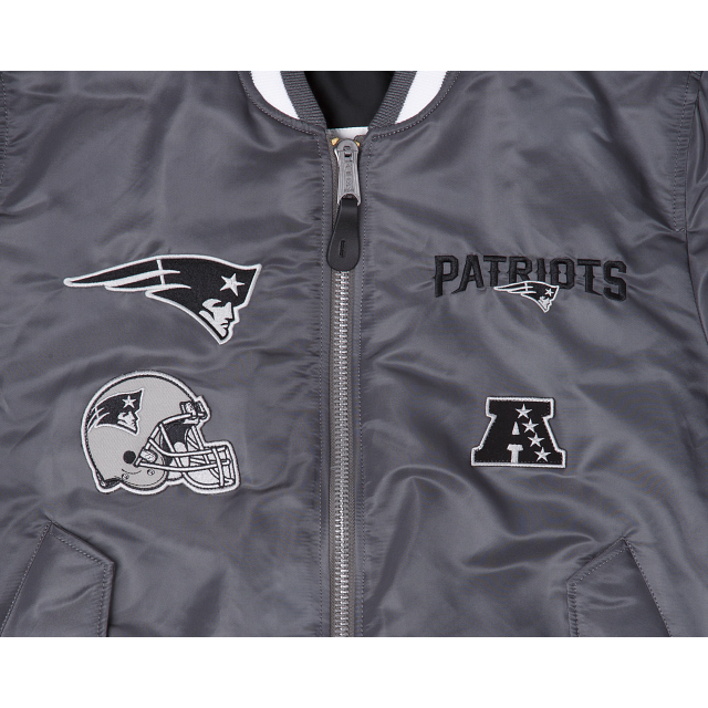 Alpha Industries X New England Patriots Gray MA-1 Bomber Jacket - Image 3