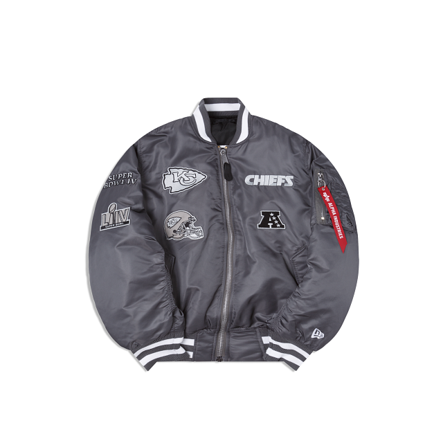 Alpha Industries X Kansas City Chiefs Gray MA-1 Bomber Jacket