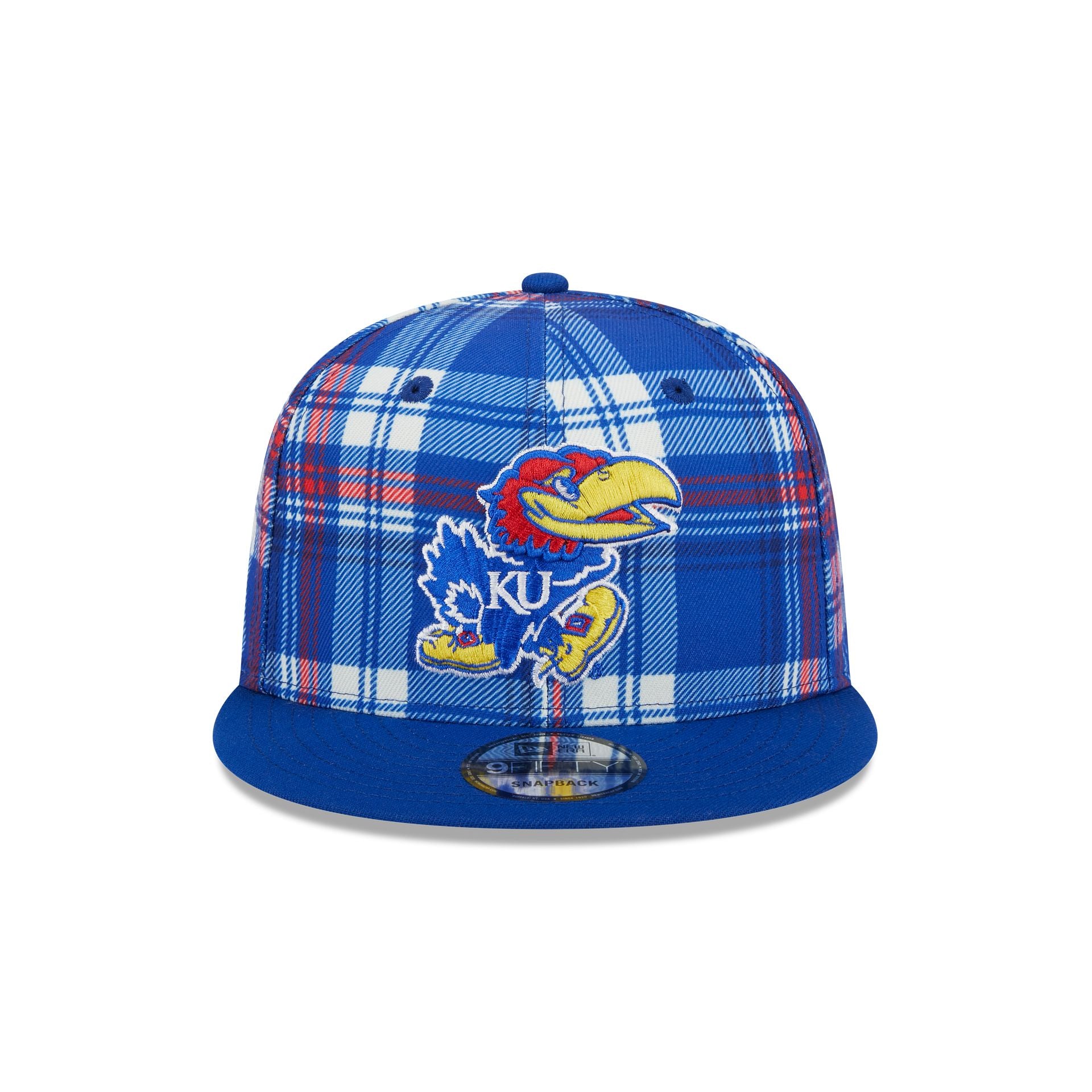 Kansas Jayhawks Plaid 9FIFTY Snapback Hat - Image 2