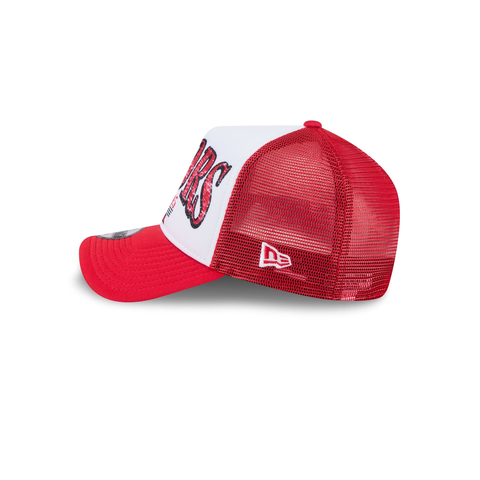 Toronto Raptors Distressed 9FORTY A-Frame Trucker Hat - Image 4