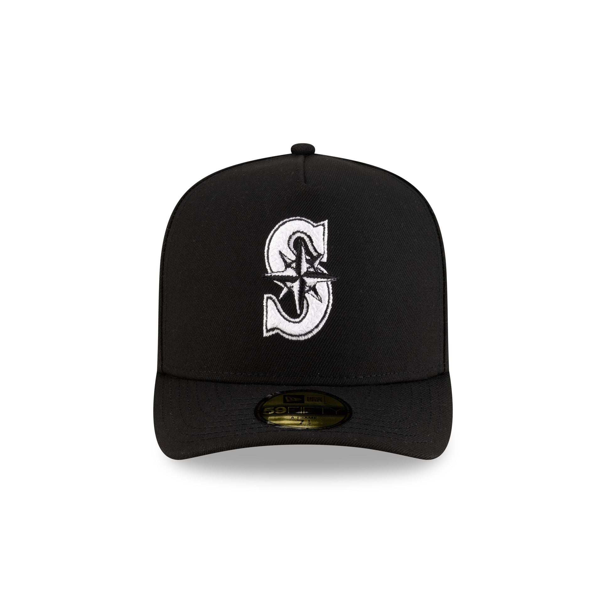Seattle Mariners Black Script Safety Pin 59FIFTY A-Frame Fitted Hat - Image 2