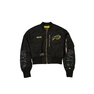 Alpha Industries x Buffalo Bills Black and Gold Women's Cropped L-2B Bomber Jacket