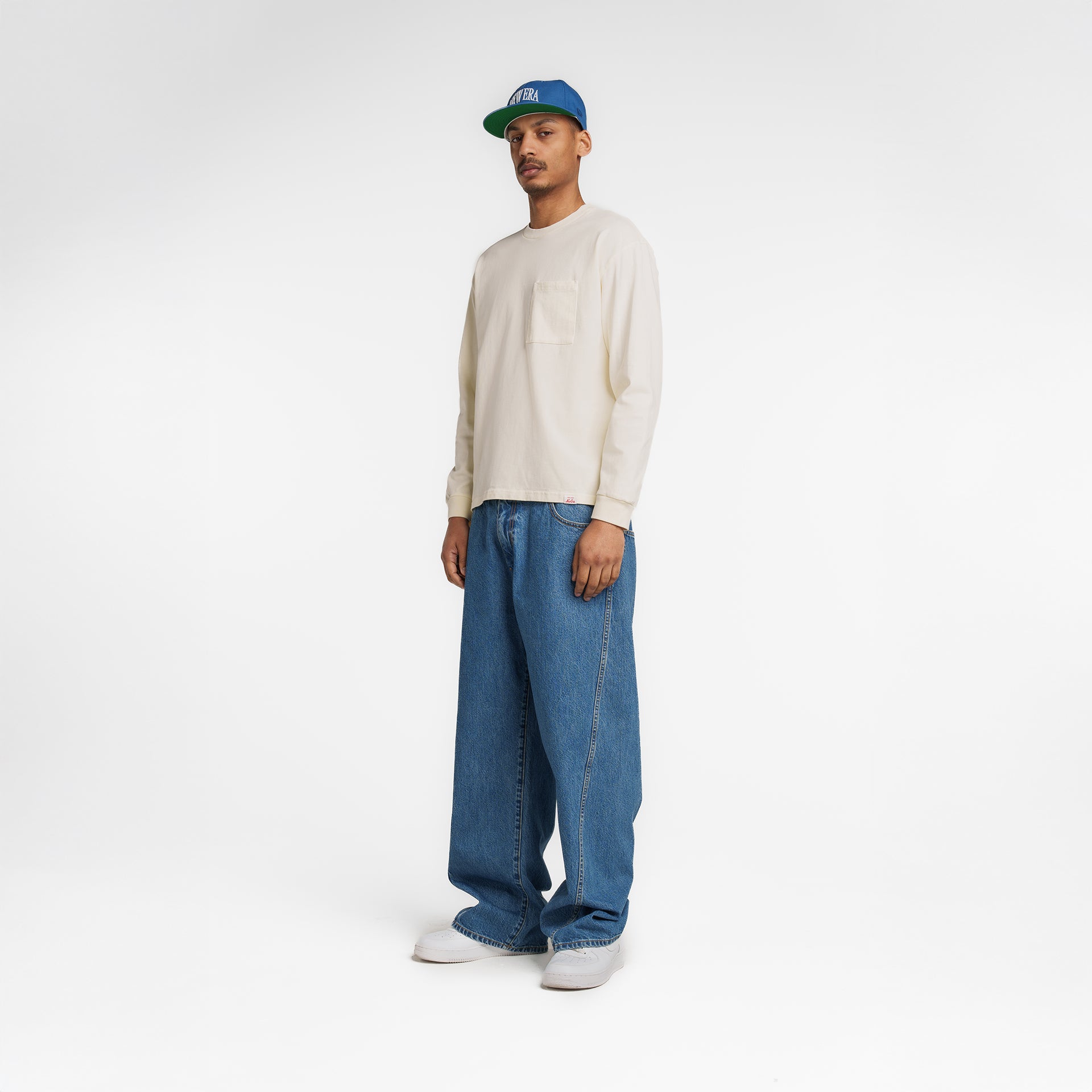 New Era Branded Alden Heavyweight Chrome White Long Sleeve Pocket T-Shirt - Image 5