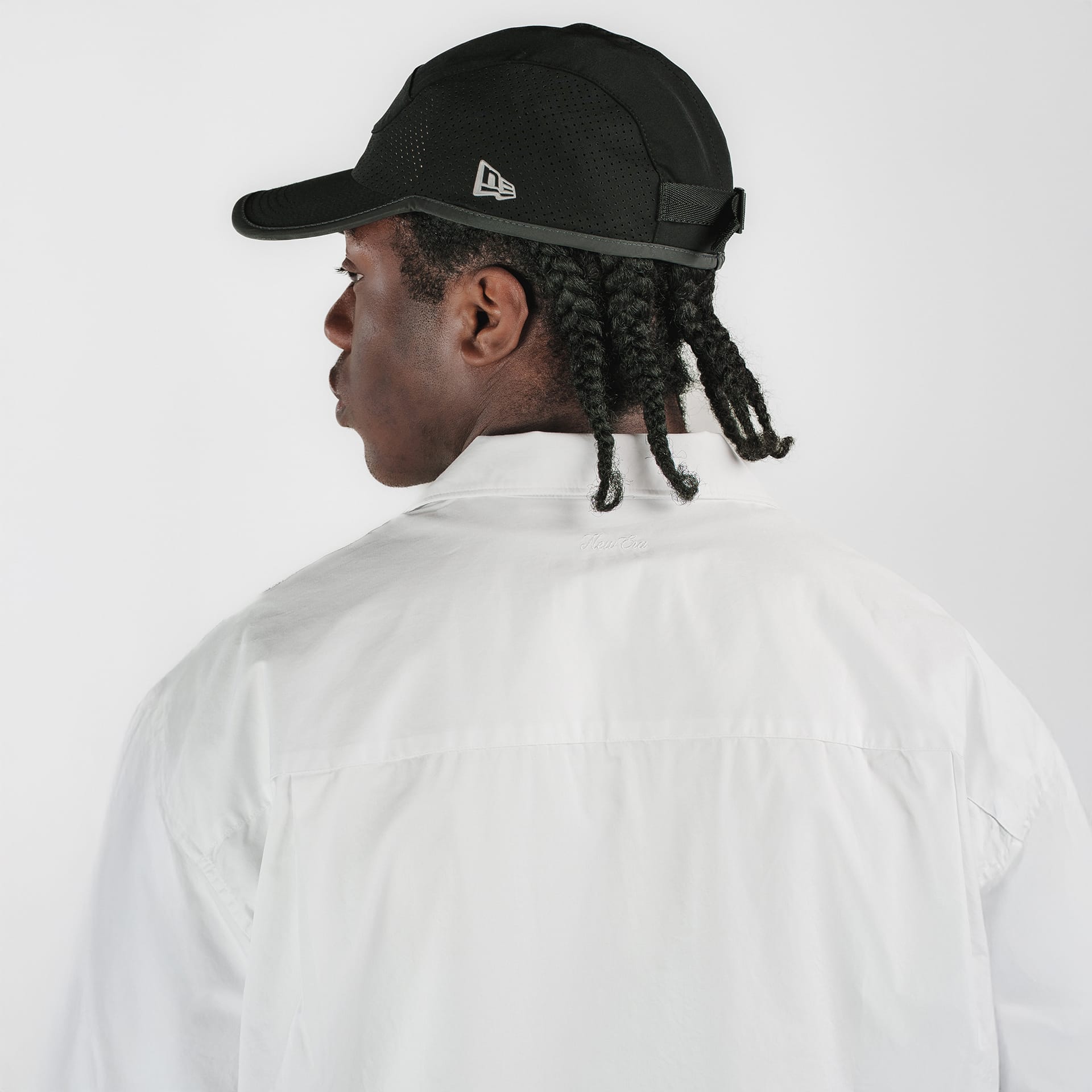 New Era Branded Resort Optic White Open Collared Shirt - Image 4