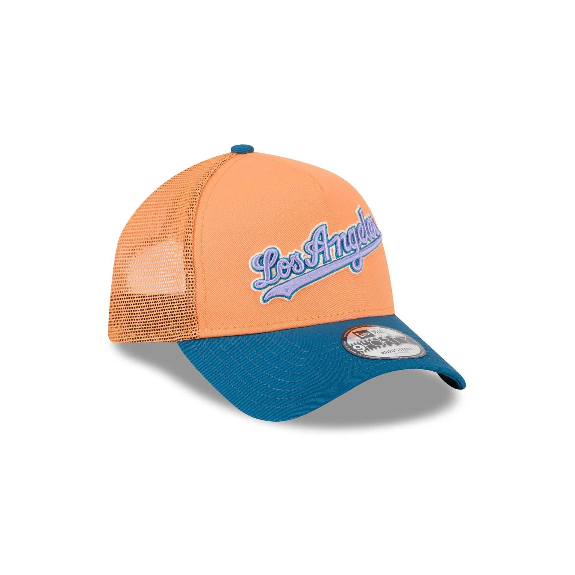 Los Angeles Dodgers Orange Glaze 9FORTY A-Frame Trucker Hat - Image 3