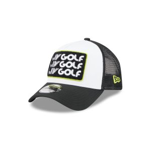 LIV Golf White 9FORTY A-Frame Trucker Hat