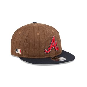 Atlanta Braves Three Looms Wool Pinstripe Retro Crown 9FIFTY Adjustable Hat