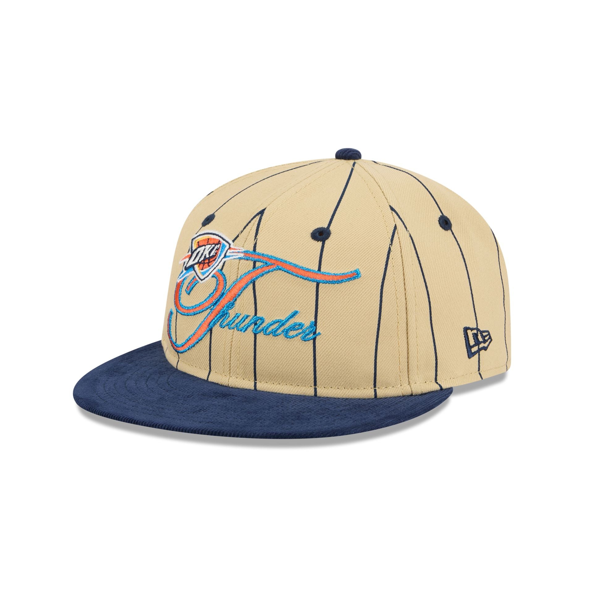 Oklahoma City Thunder Pinstripe Script Retro Crown 9FIFTY Adjustable Hat