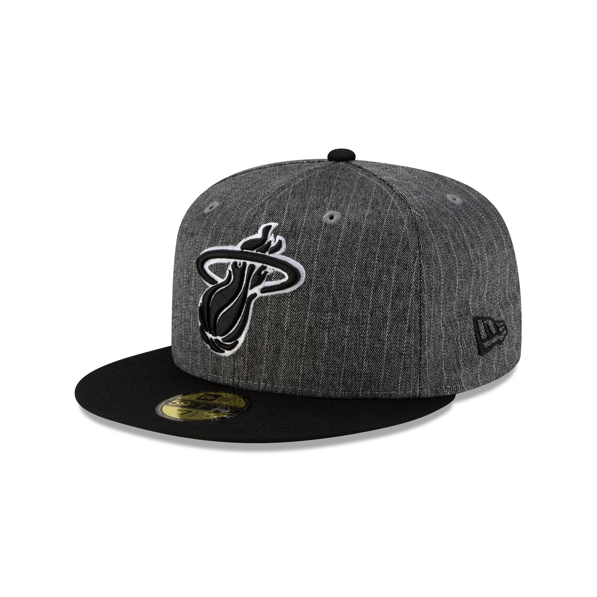Just Caps Black Pinstripe Miami Heat 59FIFTY Fitted Hat