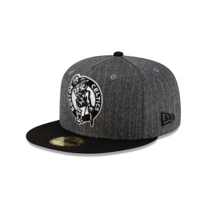 Just Caps Black Pinstripe Boston Celtics 59FIFTY Fitted Hat